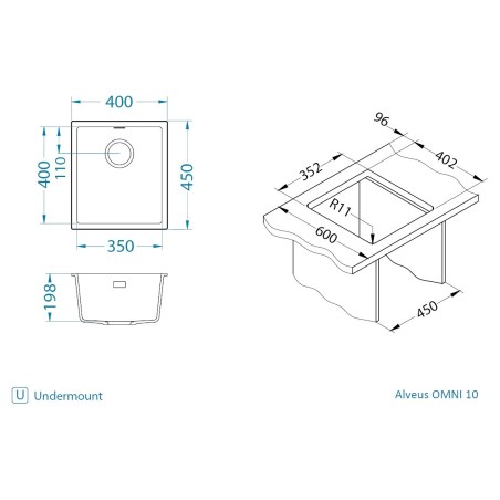 Kuchyňský dřez Alveus Omni 10 Black Edition Deep Black 90