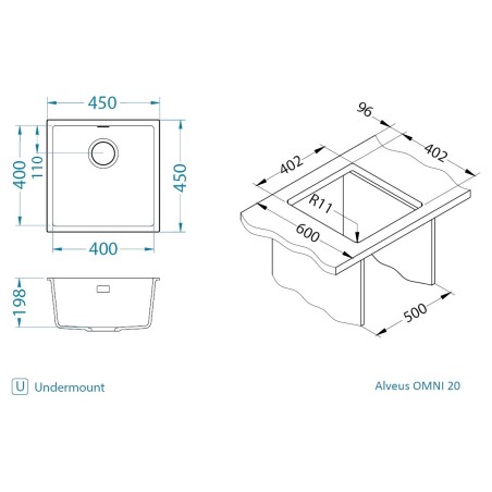 Kuchyňský dřez Alveus Omni 20 Deep Black 90
