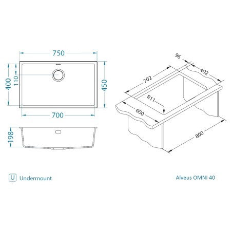 Kuchyňský dřez Alveus Omni 40 Black 91