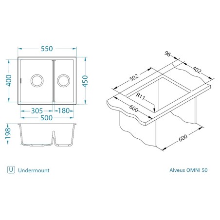 Kuchyňský dřez Alveus Omni 50 Beton 81