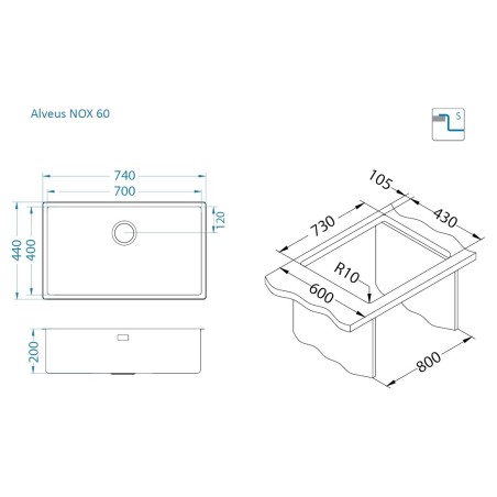 Kuchyňský dřez Alveus Nox 60