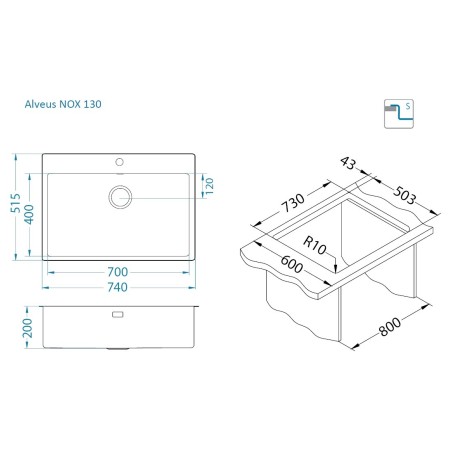 Kuchyňský dřez Alveus Nox 130
