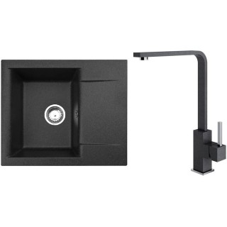 Set Alveus (dřez Gem 20 Black 91 + baterie Afra Black 91)