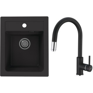 Set Alveus (dřez Atrox 10 Black 91 + baterie Delos Black 91)