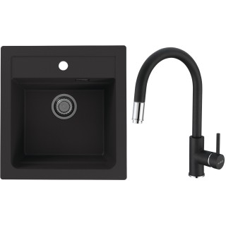 Set Alveus (dřez Atrox 20 Black 91 + baterie Delos Black 91)