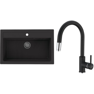 Set Alveus (dřez Atrox 40 Black 91 + baterie Delos Black 91)