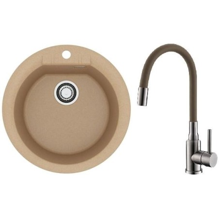 Set Alveus (dřez Cadit 100 Beige 55 + baterie Mintas Béžová/Kartáčovaná ocel)