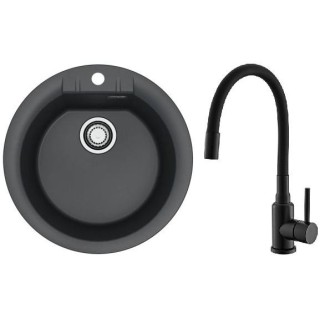 Set Alveus (dřez Cadit 100 Black 91 + baterie Mintas Černá matná)