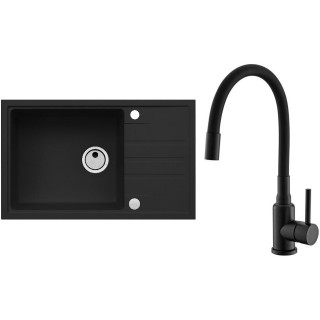 Set Alveus (dřez Intermezzo 130 Deep Black 90 + baterie Mintas Černá matná)