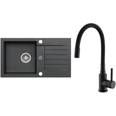 Set Alveus (dřez Niro 130 Black 91 + baterie Mintas Černá matná)
