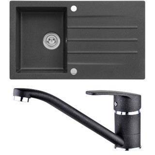 Set Alveus (dřez Cortina 130 Black 91, s excentrem + baterie Nina Black 91)