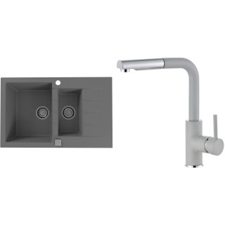 Set Alveus (dřez Cadit 70 Beton 81 + baterie Siros Beton 81)