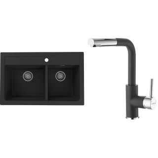 Set Alveus (dřez Atrox 50 Black 91 + baterie Siros Black 91)