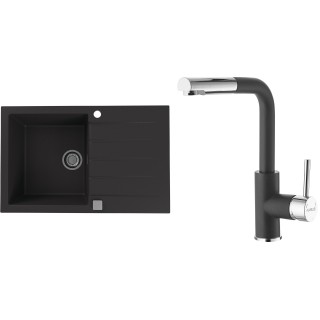 Set Alveus (dřez Cadit 20 Black 91 + baterie Siros Black 91)