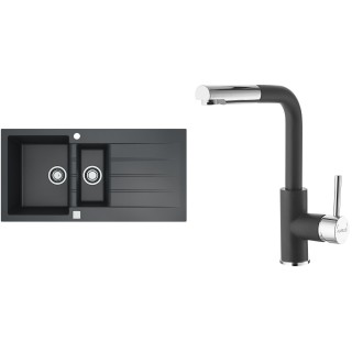 Set Alveus (dřez Cadit 80 Black 91 + baterie Siros Black 91)