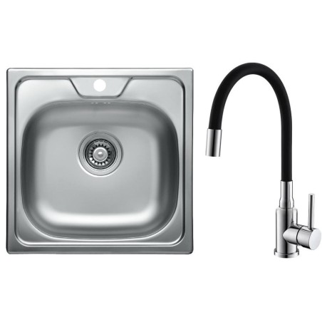 Set Alveus (dřez Allux 70 Natur + baterie Mintas Černá/Chrom) Set Alveus (dřez Allux 70 Natur + baterie Mintas Černá/Chrom)