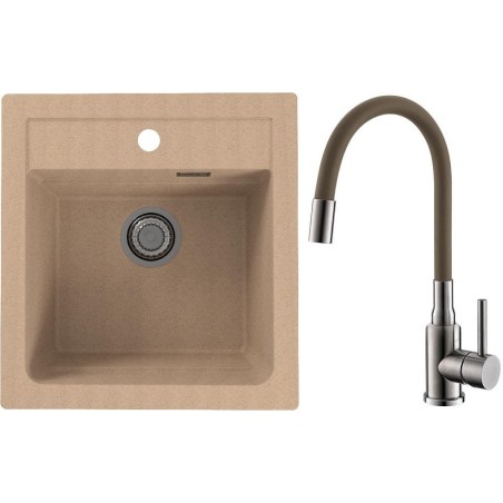 Set Alveus (dřez Atrox 20 Beige 55 + baterie Mintas Béžová/Kartáčovaná ocel)