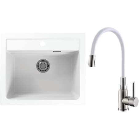 Set Alveus (dřez Atrox 30 White 11 + baterie Mintas Bílá/Kartáčovaná ocel) Set Alveus (dřez Atrox 30 White 11 + baterie Mintas Bílá/Kartáčovaná ocel)