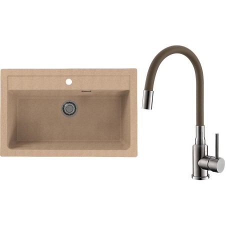 Set Alveus (dřez Atrox 40 Beige 55 + baterie Mintas Béžová/Kartáčovaná ocel)