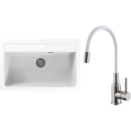 Set Alveus (dřez Atrox 40 White 11 + baterie Mintas Bílá/Kartáčovaná ocel) Set Alveus (dřez Atrox 40 White 11 + baterie Mintas Bílá/Kartáčovaná ocel)