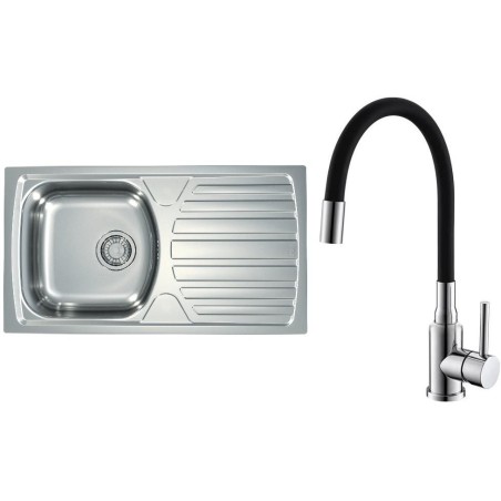 Set Alveus (dřez Basic 170 Natur, velká výpusť + baterie Mintas Černá/Chrom) Set Alveus (dřez Basic 170 Natur, velká výpusť + baterie Mintas Černá/Chrom)