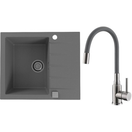 Set Alveus (dřez Cadit 10 Beton 81 + baterie Mintas Beton/Kartáčovaná ocel)