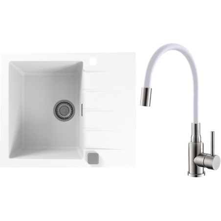 Set Alveus (dřez Cadit 10 White 11 + baterie Mintas Bílá/Kartáčovaná ocel) Set Alveus (dřez Cadit 10 White 11 + baterie Mintas Bílá/Kartáčovaná ocel)