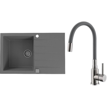 Set Alveus (dřez Cadit 20 Beton 81 + baterie Mintas Beton/Kartáčovaná ocel)
