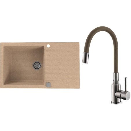 Set Alveus (dřez Cadit 40 Beige 55 + baterie Mintas Béžová/Kartáčovaná ocel)