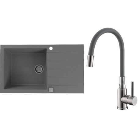 Set Alveus (dřez Cadit 40 Beton 81 + baterie Mintas Beton/Kartáčovaná ocel)