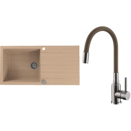 Set Alveus (dřez Cadit 50 Beige 55 + baterie Mintas Béžová/Kartáčovaná ocel)