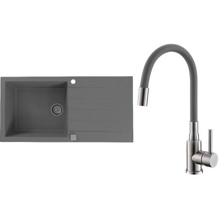 Set Alveus (dřez Cadit 50 Beton 81 + baterie Mintas Beton/Kartáčovaná ocel)
