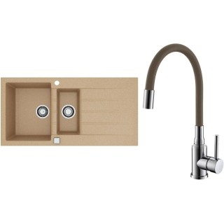 Set Alveus (dřez Cadit 80 Beige 55 + baterie Mintas Béžová/Chrom)