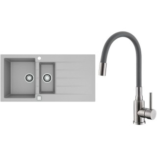 Set Alveus (dřez Cadit 80 Beton 81 + baterie Mintas Beton/Kartáčovaná ocel)