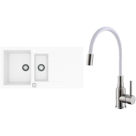 Set Alveus (dřez Cadit 80 White 11 + baterie Mintas Bílá/Kartáčovaná ocel) Set Alveus (dřez Cadit 80 White 11 + baterie Mintas Bílá/Kartáčovaná ocel)