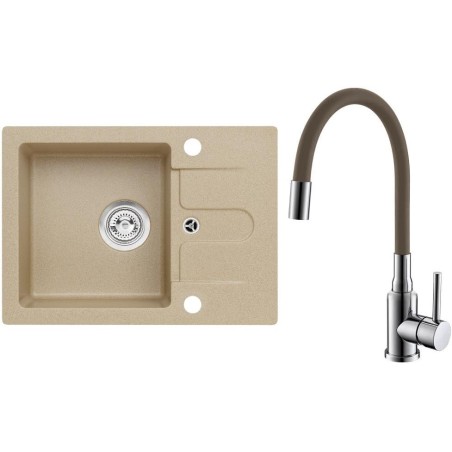 Set Alveus (dřez Cortina 10 Beige 55, bez excentru + baterie Mintas Béžová/Chrom) Set Alveus (dřez Cortina 10 Beige 55, bez excentru + baterie Mintas Béžová/Chrom)