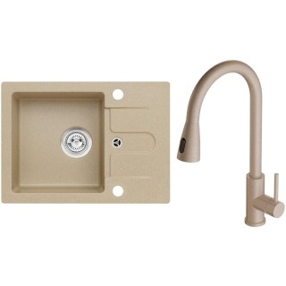 Set Alveus (dřez Cortina 10 Beige 55, bez excentru + baterie Primrose - PS Beige 55)