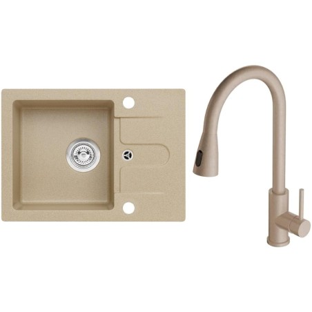 Set Alveus (dřez Cortina 10 Beige 55, bez excentru + baterie Primrose - PS Beige 55)