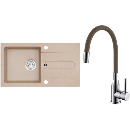 Set Alveus (dřez Cortina 110 Beige 55, bez excentru + baterie Mintas Béžová/Chrom) Set Alveus (dřez Cortina 110 Beige 55, bez excentru + baterie Mintas Béžová/Chrom)