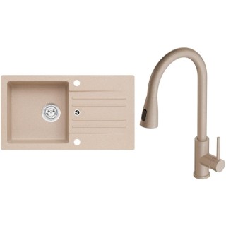 Set Alveus (dřez Cortina 140 Beige 55, bez excentru + baterie Primrose - PS Beige 55)