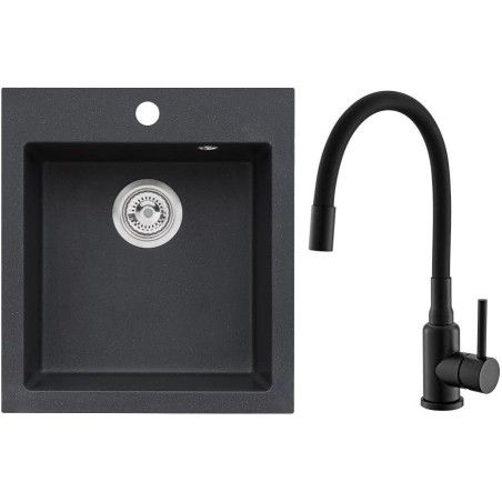Set Alveus (dřez Cortina 20 Black 91 + baterie Mintas Černá matná)
