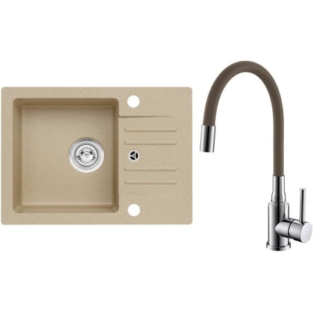 Set Alveus (dřez Cortina 40 Beige 55, bez excentru + baterie Mintas Béžová/Chrom) Set Alveus (dřez Cortina 40 Beige 55, bez excentru + baterie Mintas Béžová/Chrom)