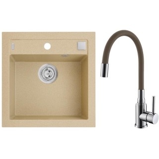 Set Alveus (dřez Formic 20 Beige 55 + baterie Mintas Béžová/Chrom)