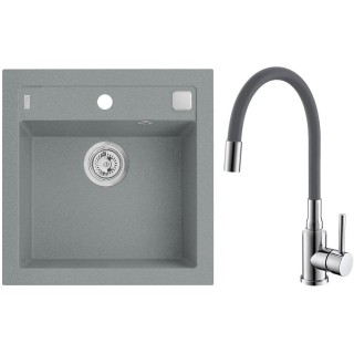 Set Alveus (dřez Formic 20 Beton 81 + baterie Mintas Beton/Chrom)