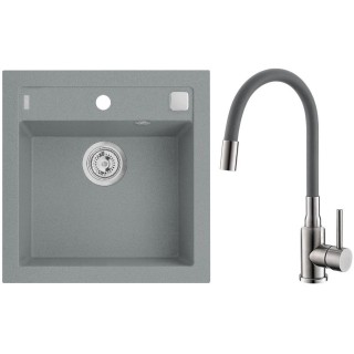 Set Alveus (dřez Formic 20 Beton 81 + baterie Mintas Beton/Kartáčovaná ocel)