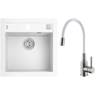 Set Alveus (dřez Formic 20 White 11 + baterie Mintas Bílá/Kartáčovaná ocel)