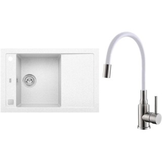 Set Alveus (dřez Formic 30 White 11 + baterie Mintas Bílá/Kartáčovaná ocel)