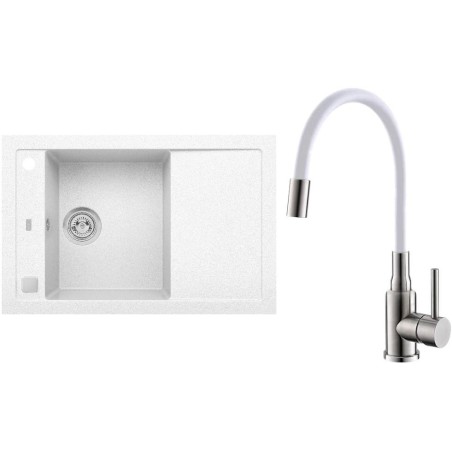 Set Alveus (dřez Formic 30 White 11 + baterie Mintas Bílá/Kartáčovaná ocel)