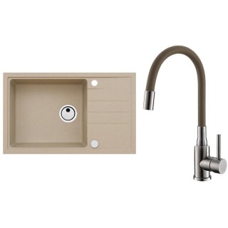 Set Alveus (dřez Intermezzo 130 Beige 55 + baterie Mintas Béžová/Kartáčovaná ocel)