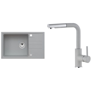 Set Alveus (dřez Intermezzo 130 Beton 81 + baterie Siros Beton 81)